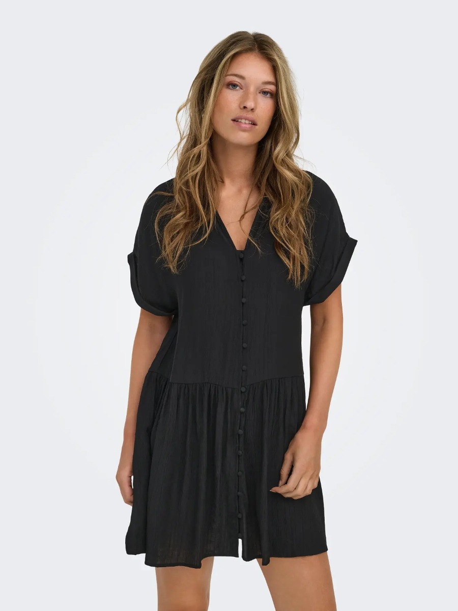 Rochie damă Only Primăvară/Vară cu mâneci scurte și decolteu în V