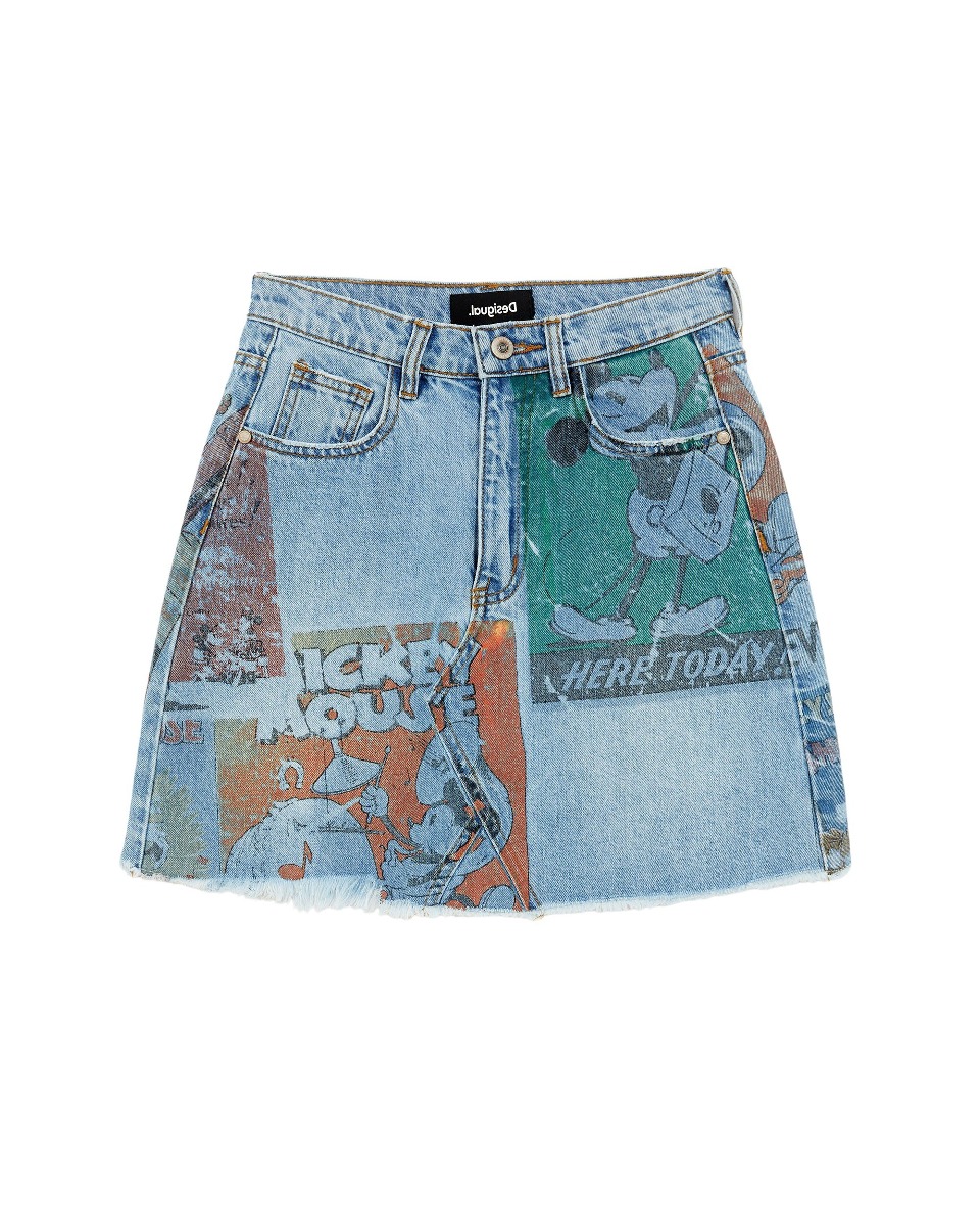 Fustă damă Desigual din bumbac cu imprimeu