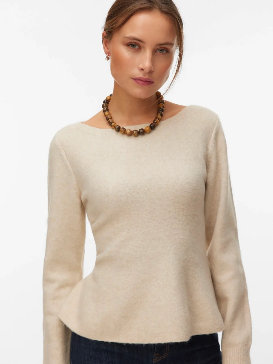 Vero Moda Pulover damă cu mâneci lungi și decolteu rotund