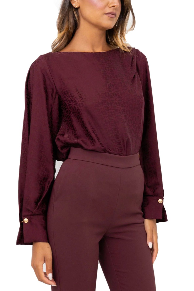 Bluza damă Elisabetta Franchi cu mâneci lungi și decolteu larg