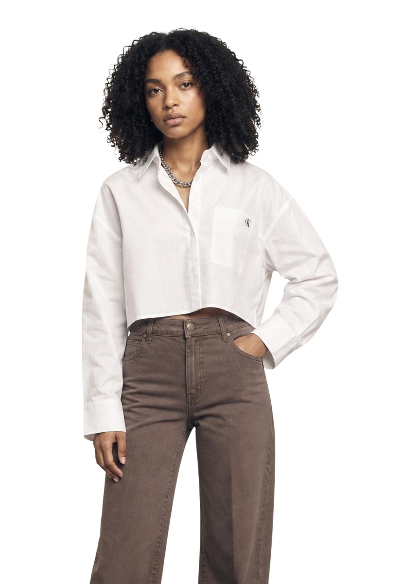 Cămașă femei Calvin Klein Jeans din bumbac cu mâneci lungi